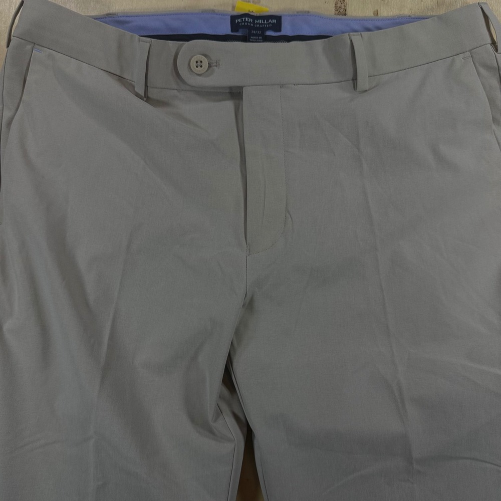 Peter Millar Crown Crafted Surge Tailored Fit Pants Khaki 34x29 Stretch - Picture 2 of 6